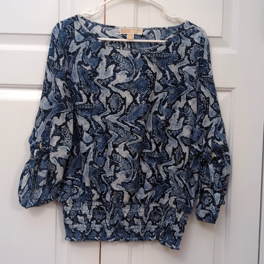 Michael Kors Navy Snake Skin Blouse